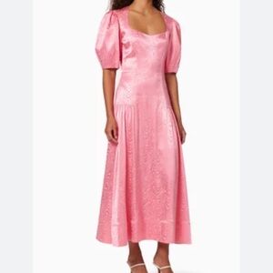 Jonathan Simkhai Rumi Satin Moire Jacquard Midi Dress. Size 6